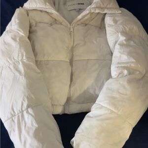 Fashion Nova Cream Cropped Puffer Jacket